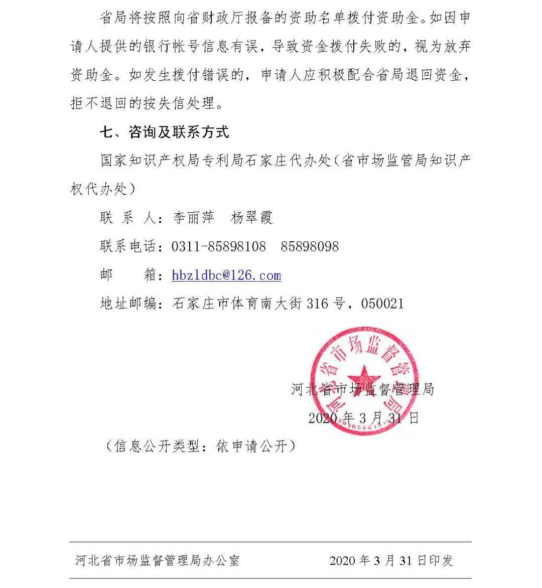 河北省市场监督管理局关于开展2020年河北省专利资助金申报工作的通知解析与管理建议